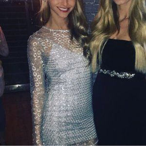 Silver metallic mini dress